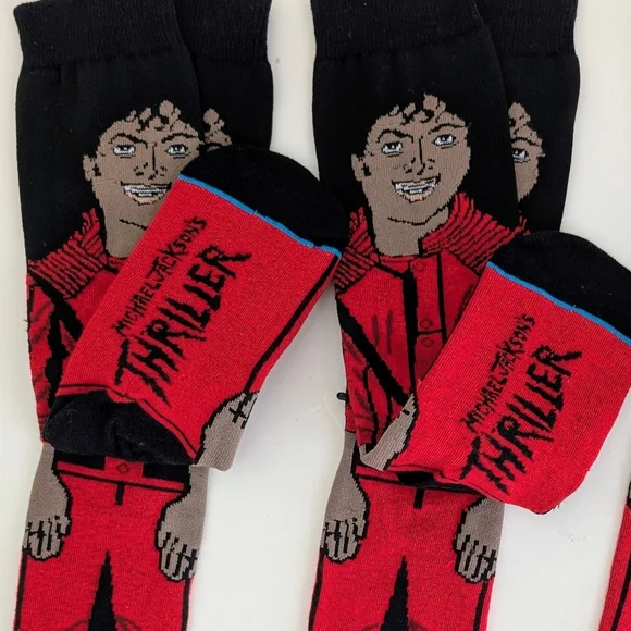 3 Pairs NEW Michael Jackson Thriller Socks UNISEX 1980s Pop Culture 80s 90s MJ - Picture 6 of 9